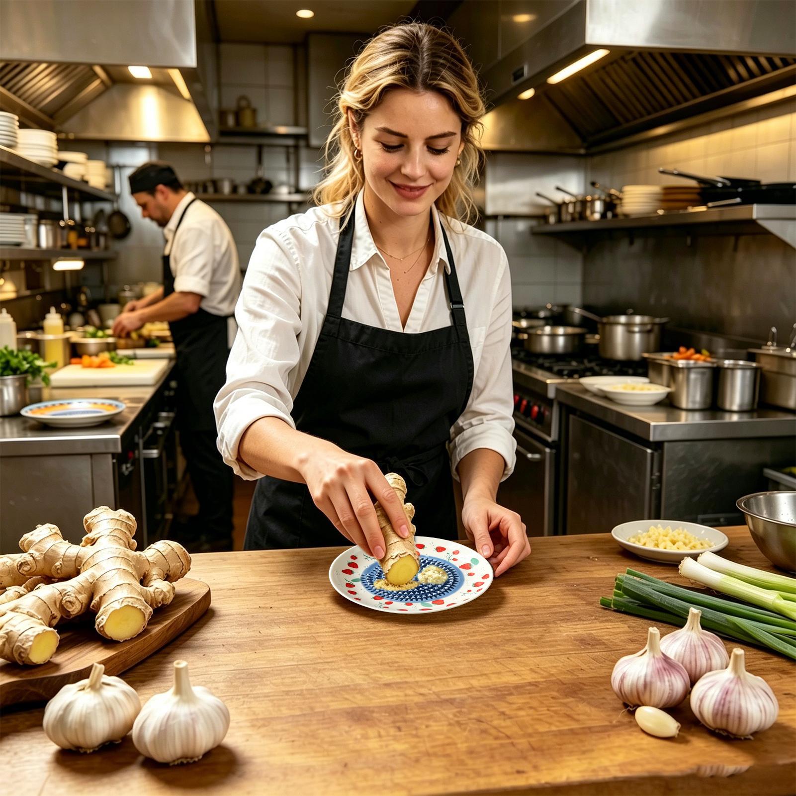 Kitchen Gadgets Garlic - مبشرة الثوم والزنجبيل السيراميكية الدائرية، أداة