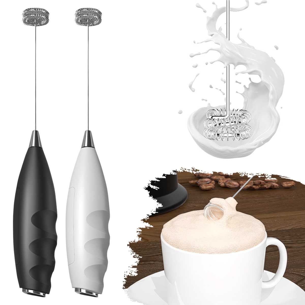 Healthy Kitchen Gadgets - خلاط حليب كهربائي للقهوة، خفاقة كهربائية